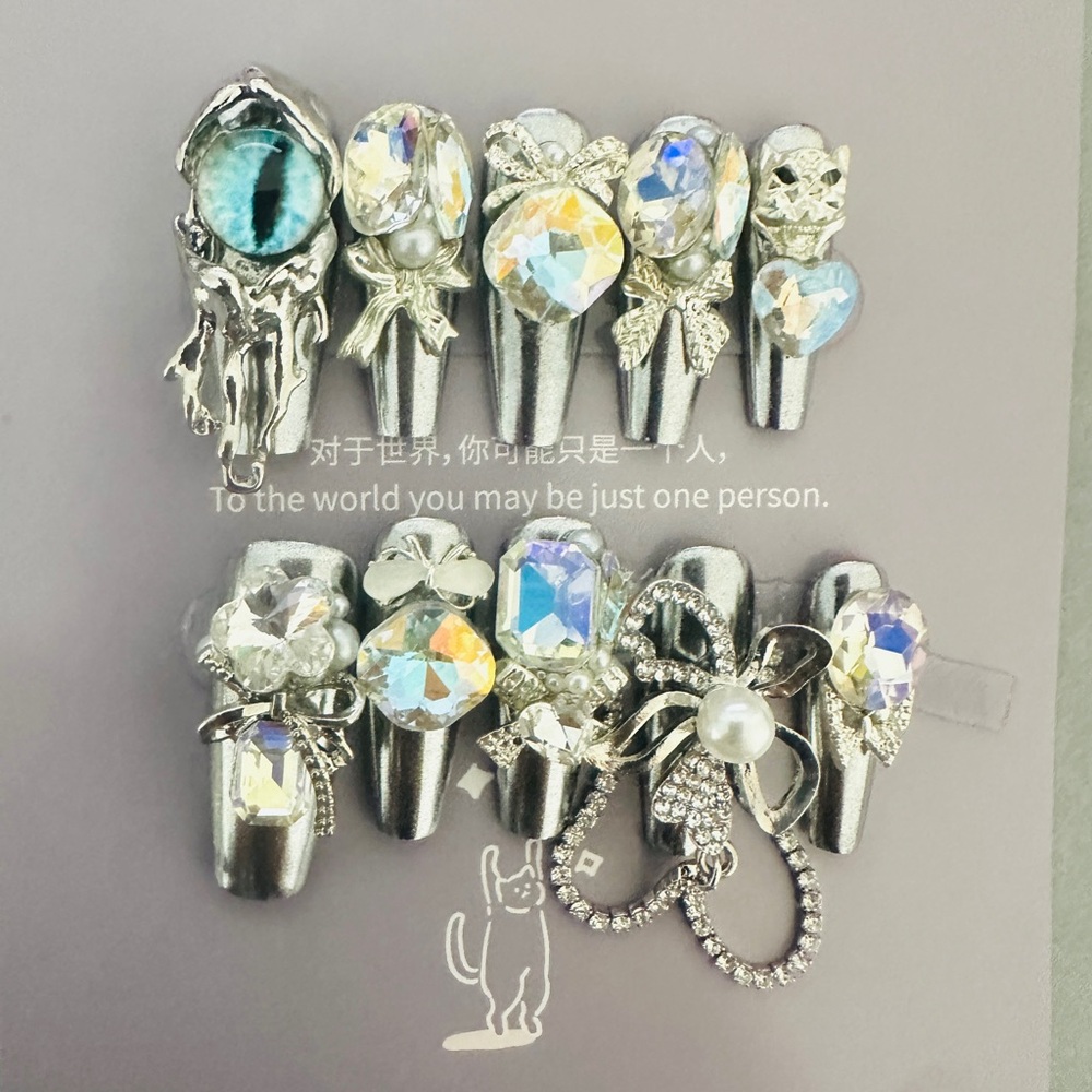 Silver and Crystal Nail Art Set